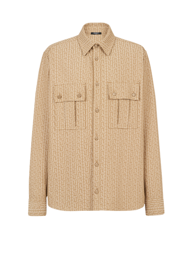 Cotton shirt with Balmain jacquard monogram
