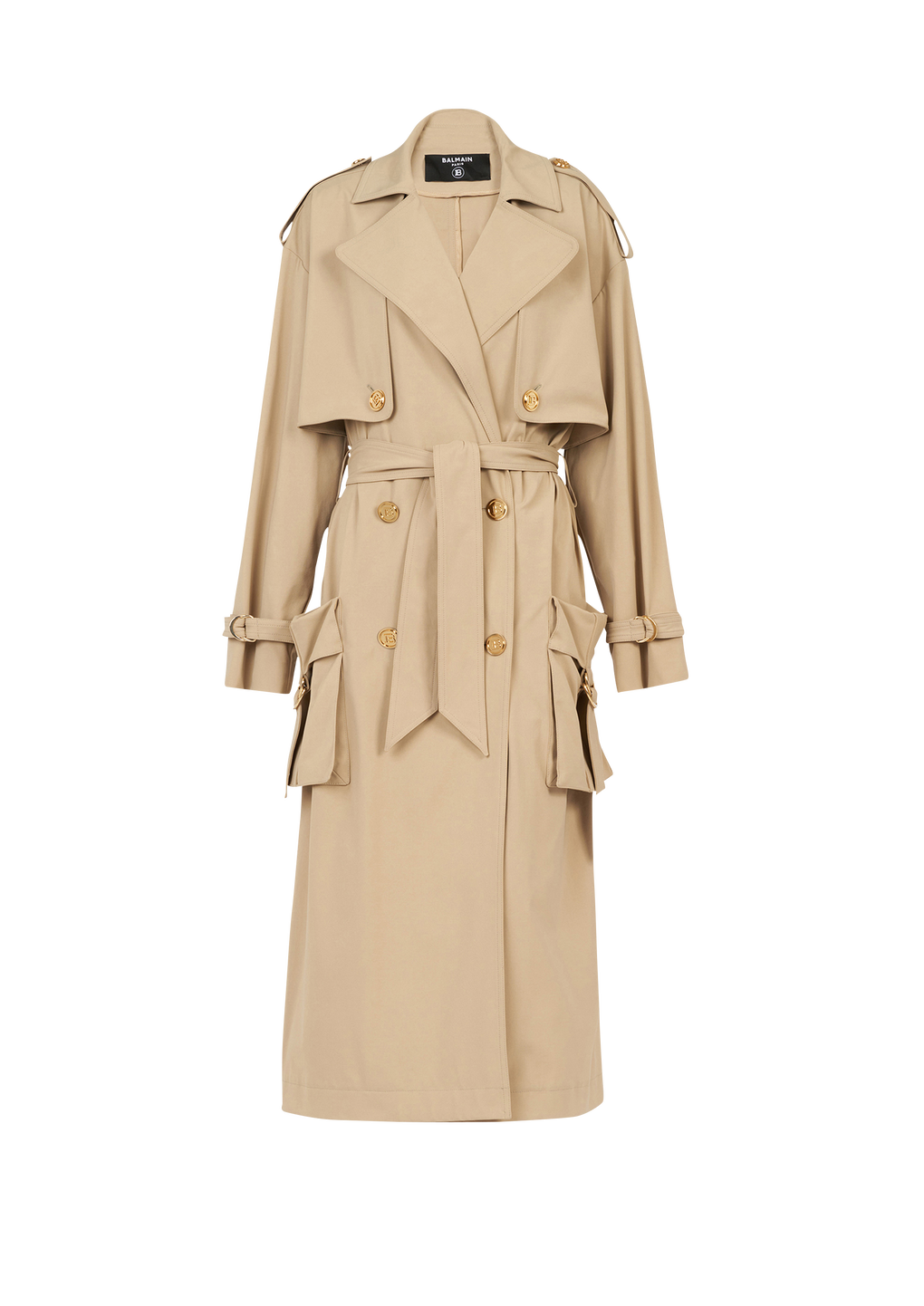 Gabardine trench coat, beige, hi-res