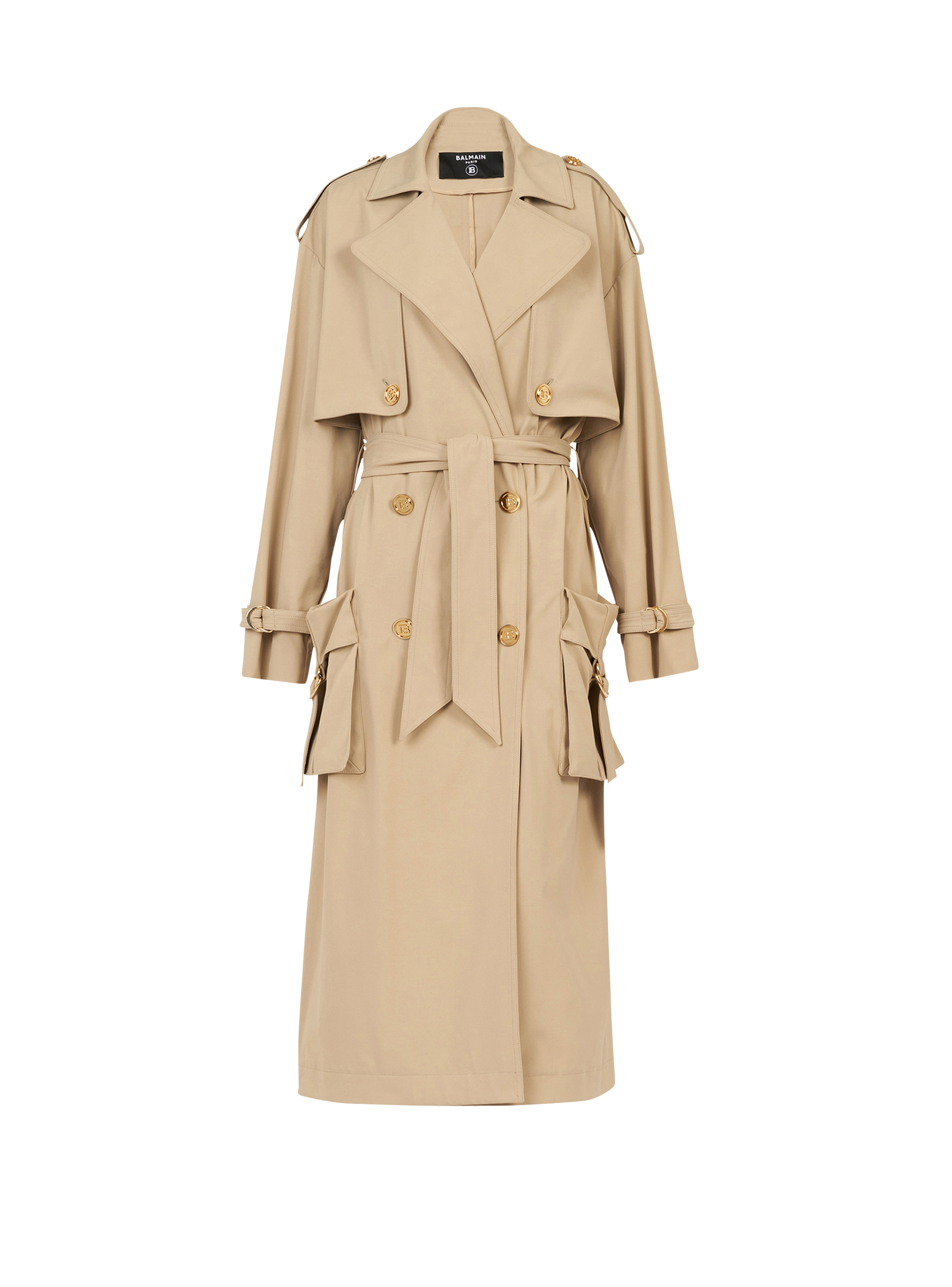 Gabardine trench coat, beige