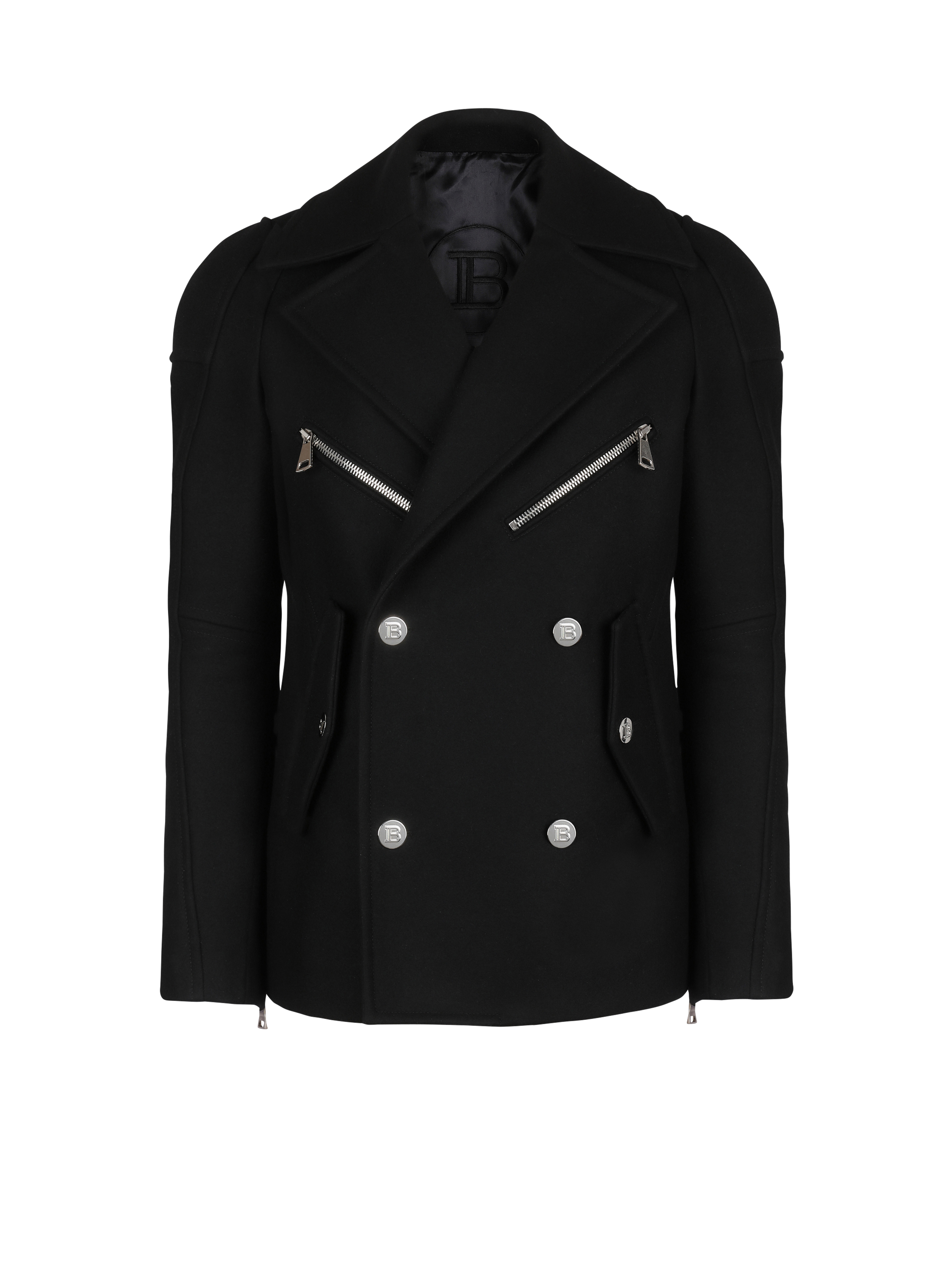 Short wool coat, black