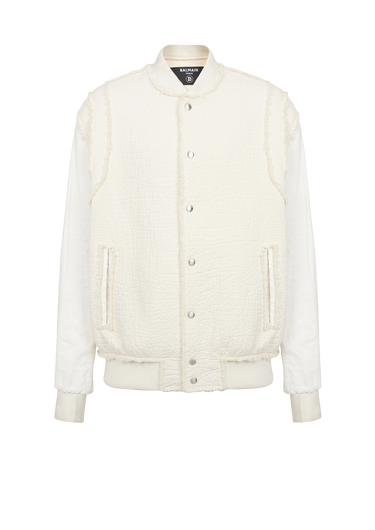 Textured cotton bomber jacket