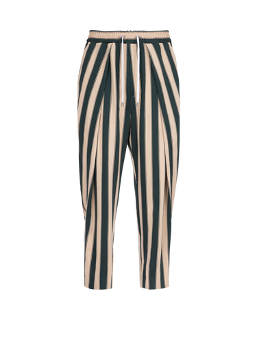 Striped eco-designed cotton pleated pants