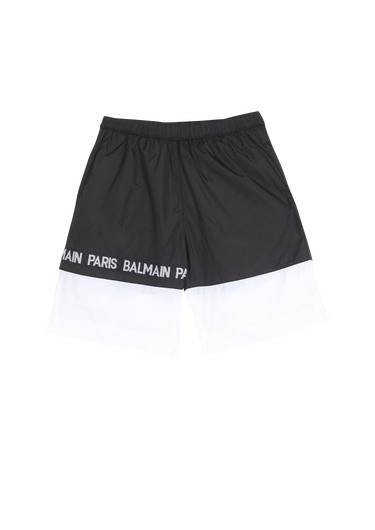 Bicolor shorts with Balmain logo print